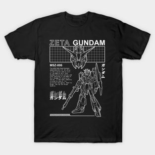 ZETA GUNDAM MSZ-006 BLACK WHITE STREETWEAR SHIRT T-Shirt